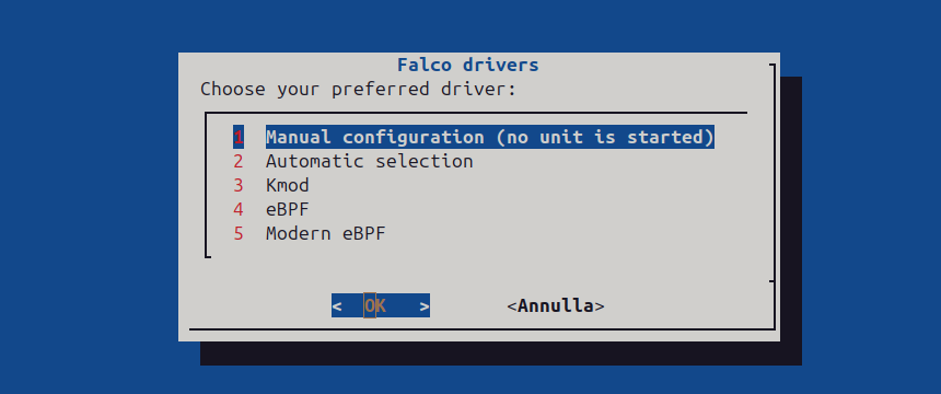 Dialog window - Choose the Kmod driver