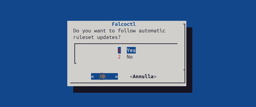 Dialog window - Choose the follow automatic ruleset updates