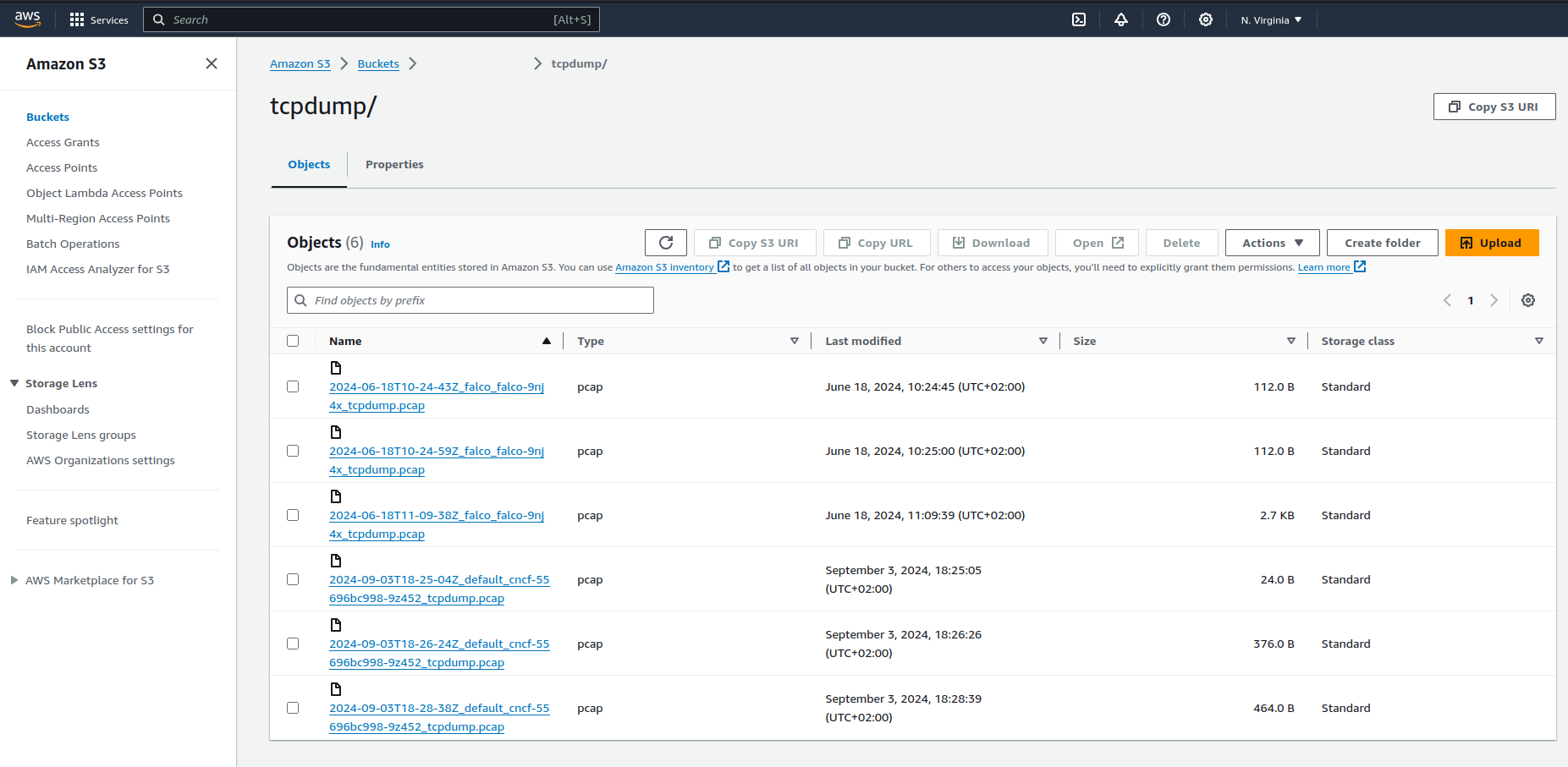 aws s3 with .pcap